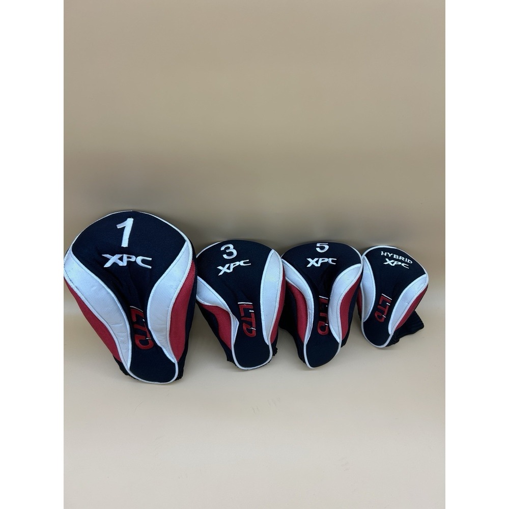 LTD XPC Golf Club HeadCovers Lot Of 4 Driver Fairway Wood Hybrid 1 3 5 Black Red